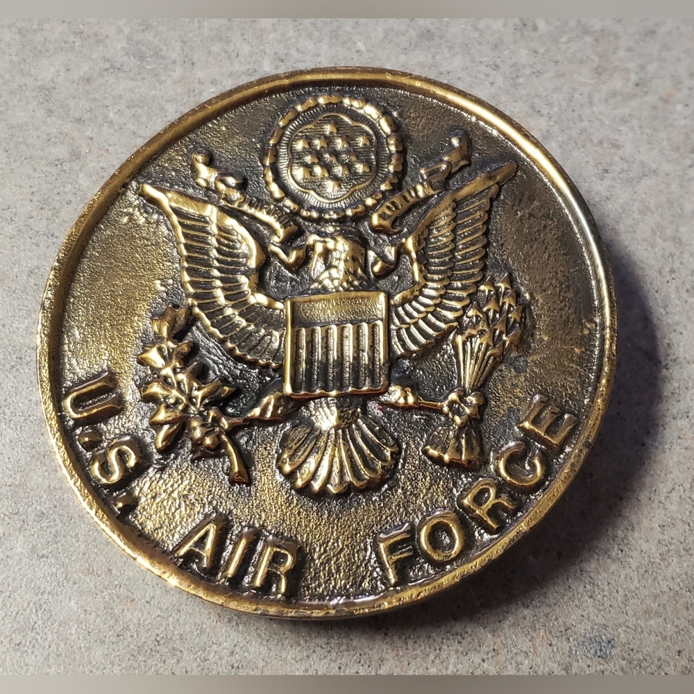 Vintage 1970s US Air Force Belt Buckle Solid Brass United States Military Rare